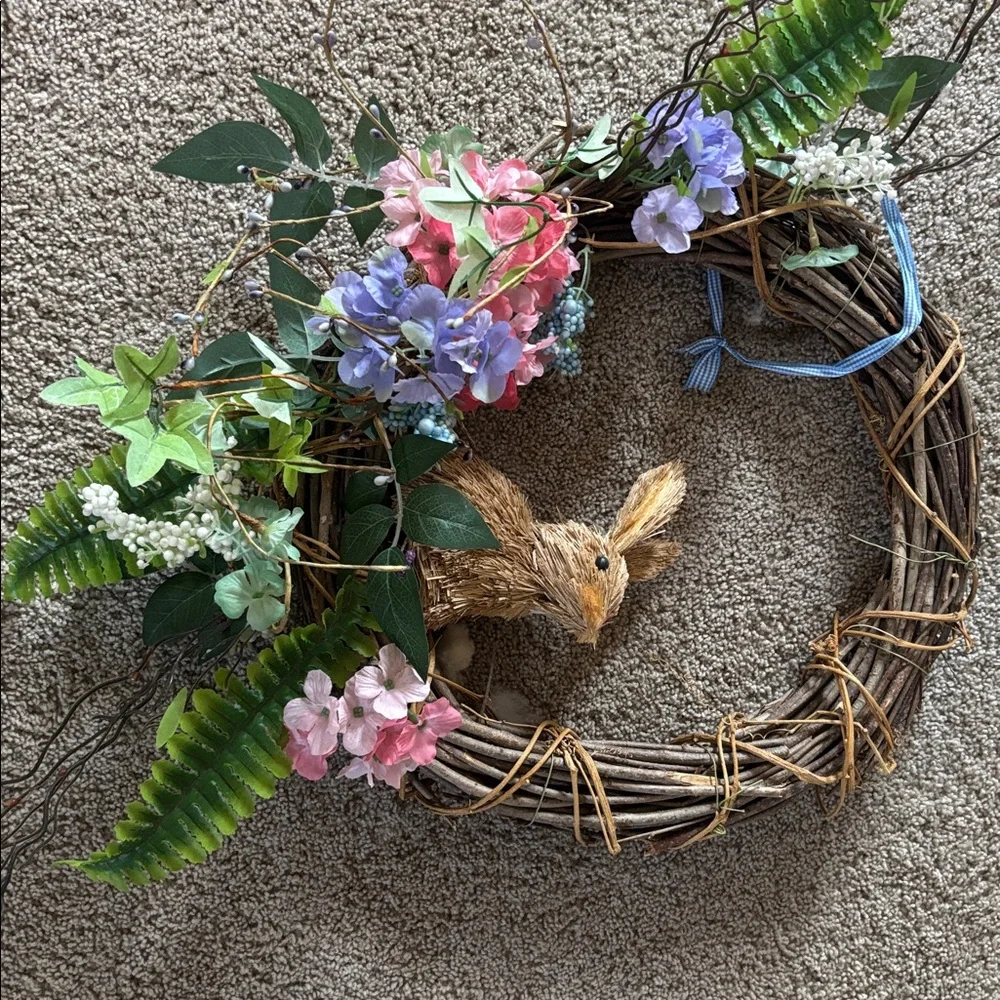 Floral Wreath with Bunny Decoration